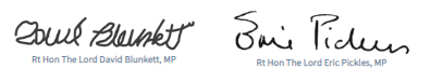 Lord Blunkett & Lord Pickles Signatures Lord Blunkett & Lord Pickles Signatures
